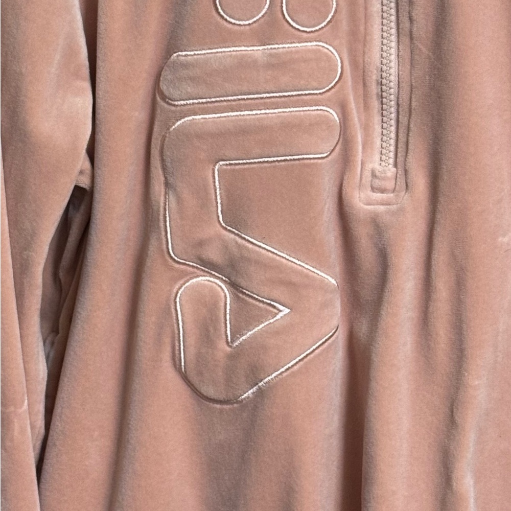 FILA Mauve Peach Pink Half-Zip Hoodie. COMFY - Picture 6 of 15